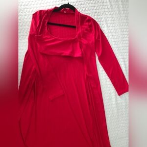 Red Duster Cardigan And Crop Top Matching 2 Piece Set